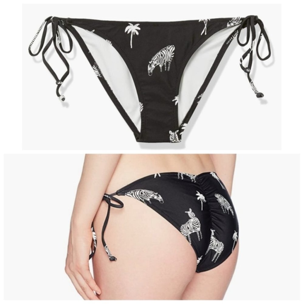 NEW Volcom Simply Seamless Black & White Zebra Print Bikini Bottoms Sz. S